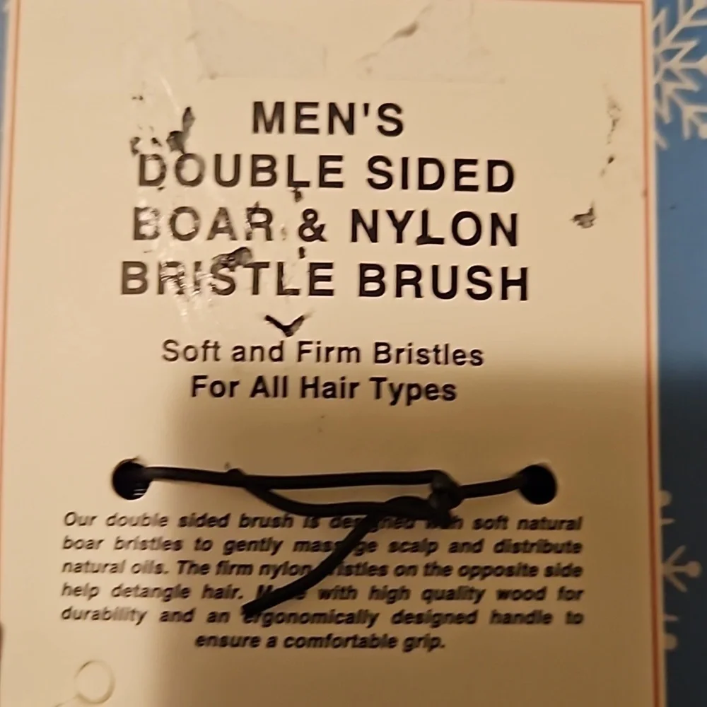 North Pole Grooming Mens Double Sided Boar & Nylon Bristle Black Brush Holiday